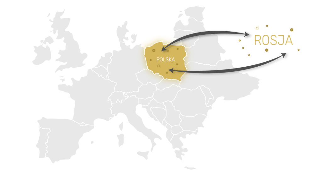 Mapa transportu Polska Rosja AMD
