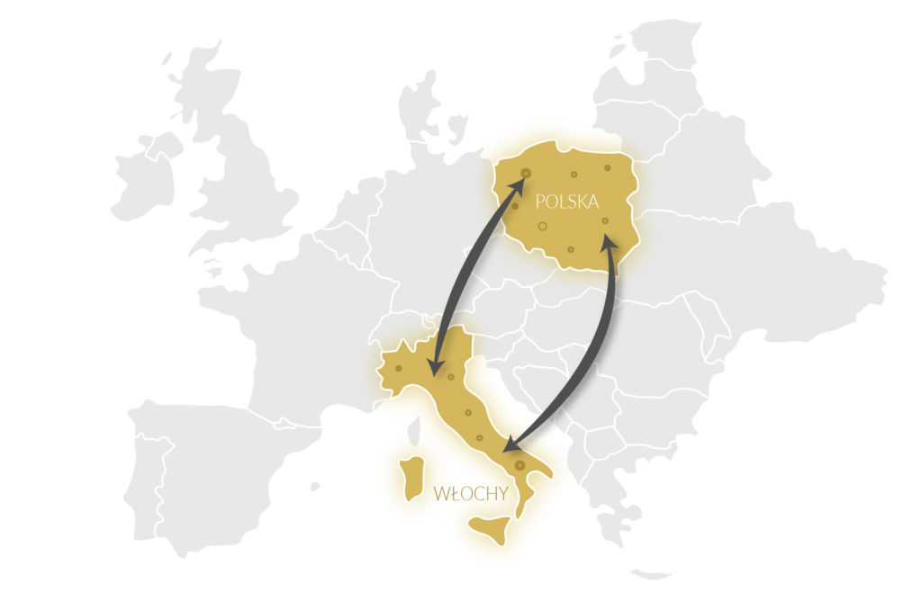 Mapa transportu Polska Włochy AMD